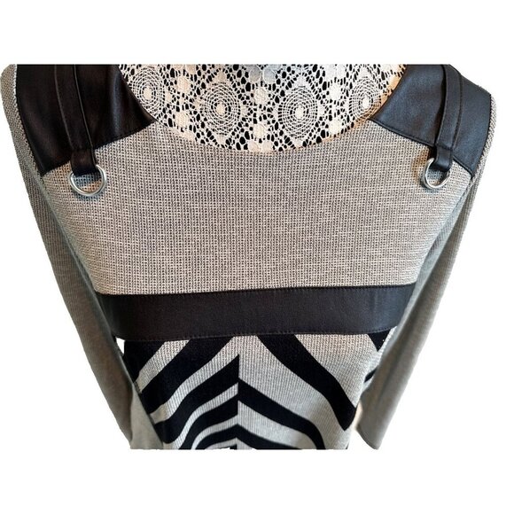 Artex Fasions long sleeves tunic small md in Canada Black Grey zig zag - Picture 4 of 10